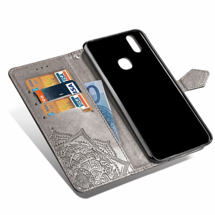 For Vivo V9 Embossed Mandala Pattern PC + TPU Horizontal Flip Leather Case with Holder & Card Slots