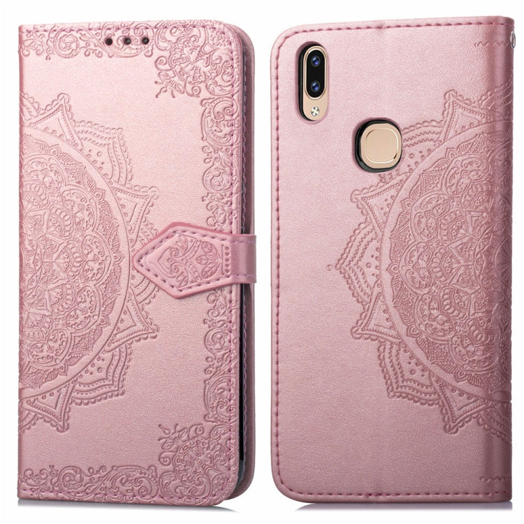 For Vivo V9 Embossed Mandala Pattern PC + TPU Horizontal Flip Leather Case with Holder & Card Slots