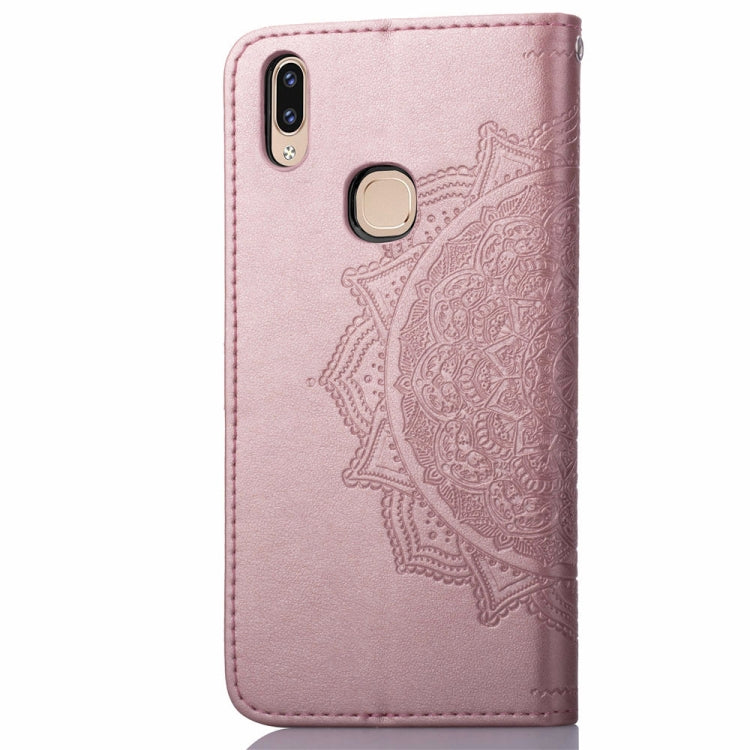 For Vivo V9 Embossed Mandala Pattern PC + TPU Horizontal Flip Leather Case with Holder & Card Slots