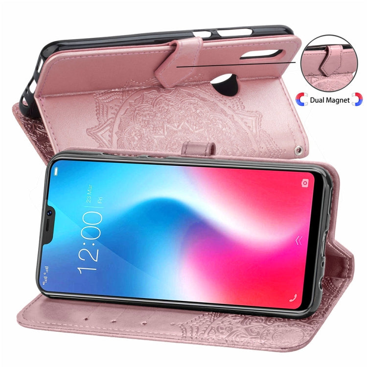 For Vivo V9 Embossed Mandala Pattern PC + TPU Horizontal Flip Leather Case with Holder & Card Slots