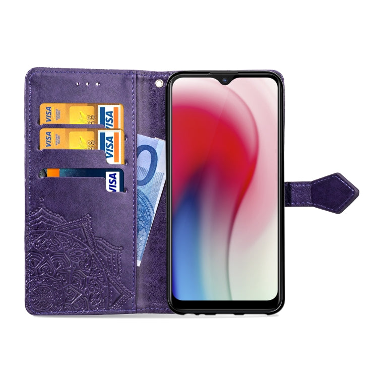 For Vivo Y3 Embossed Mandala Pattern PC + TPU Horizontal Flip Leather Case with Holder & Card Slots