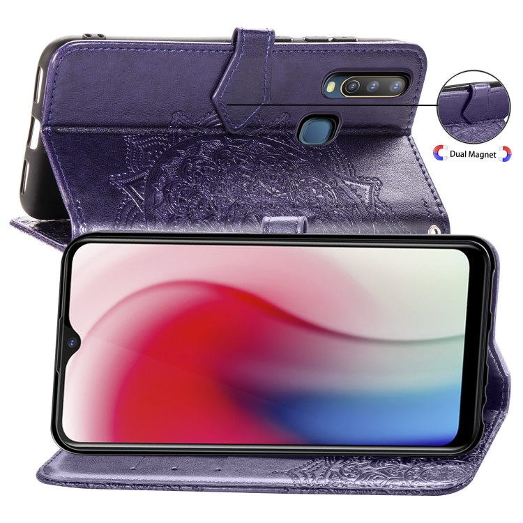 For Vivo Y3 Embossed Mandala Pattern PC + TPU Horizontal Flip Leather Case with Holder & Card Slots