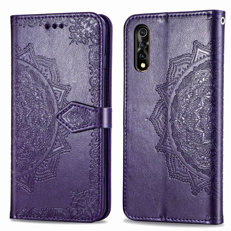 For Vivo Y7S Embossed Mandala Pattern PC + TPU Horizontal Flip Leather Case with Holder & Card Slots