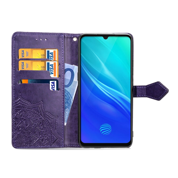 For Vivo Y7S Embossed Mandala Pattern PC + TPU Horizontal Flip Leather Case with Holder & Card Slots