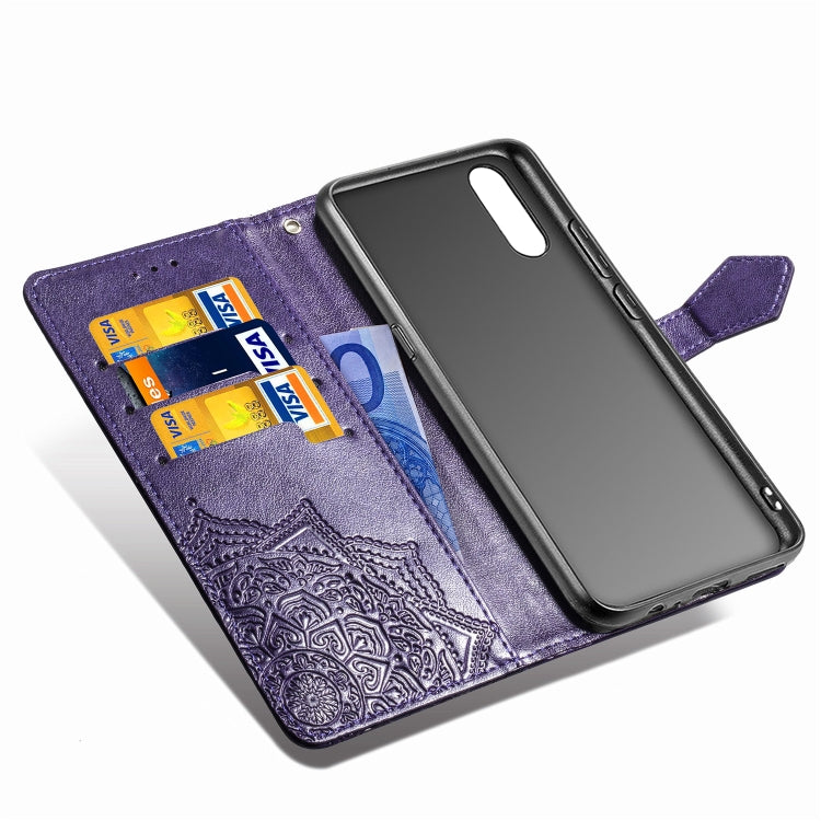 For Vivo Y7S Embossed Mandala Pattern PC + TPU Horizontal Flip Leather Case with Holder & Card Slots