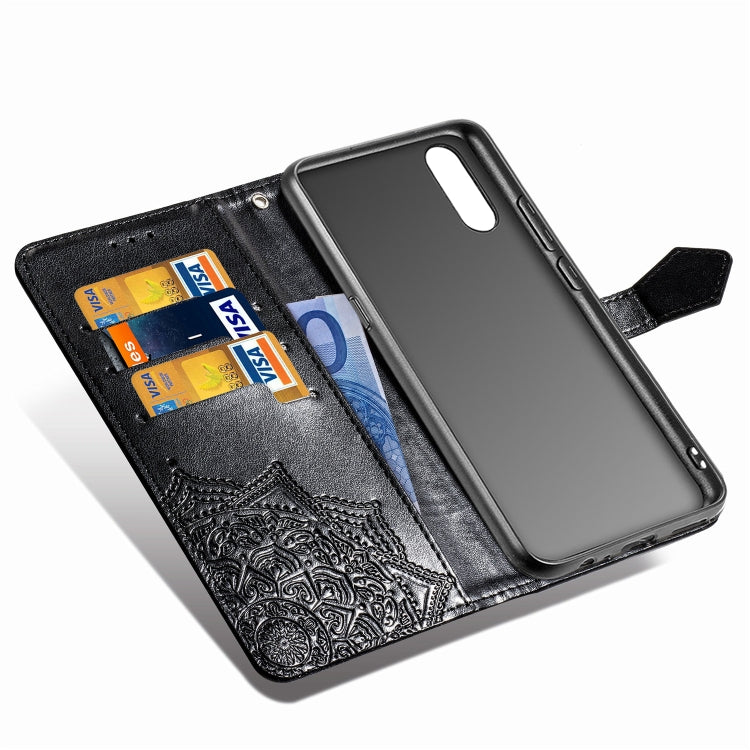 For Vivo Y7S Embossed Mandala Pattern PC + TPU Horizontal Flip Leather Case with Holder & Card Slots