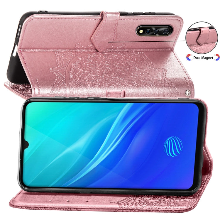 For Vivo Y7S Embossed Mandala Pattern PC + TPU Horizontal Flip Leather Case with Holder & Card Slots
