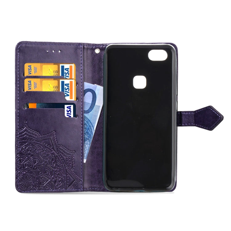 For Vivo Y83 Embossed Mandala Pattern PC + TPU Horizontal Flip Leather Case with Holder & Card Slots