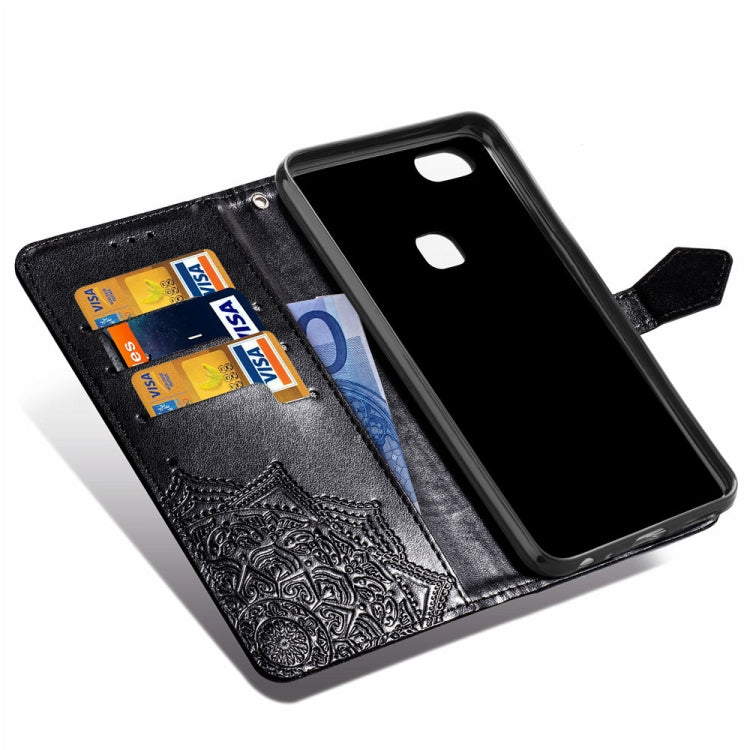 For Vivo Y83 Embossed Mandala Pattern PC + TPU Horizontal Flip Leather Case with Holder & Card Slots