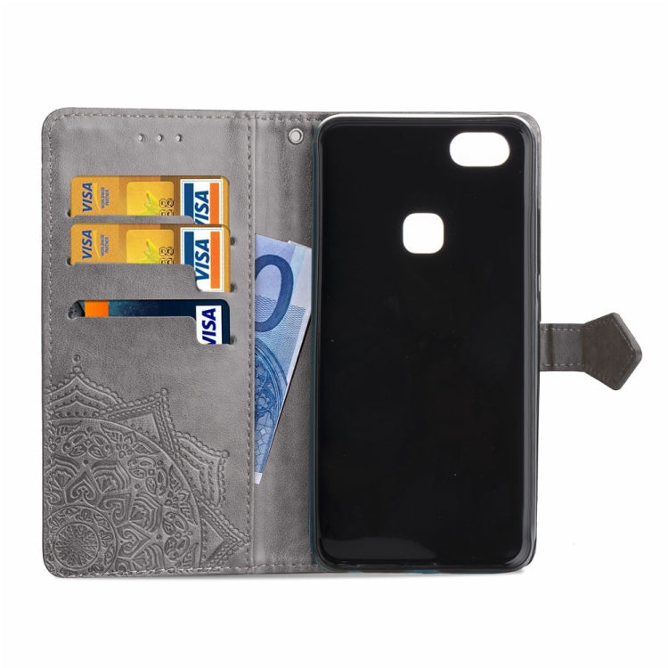 For Vivo Y83 Embossed Mandala Pattern PC + TPU Horizontal Flip Leather Case with Holder & Card Slots