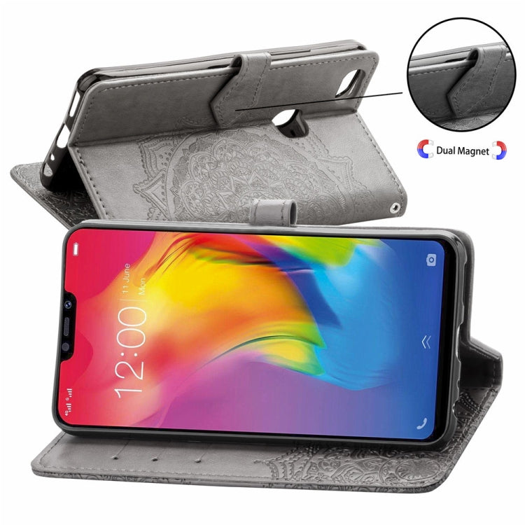 For Vivo Y83 Embossed Mandala Pattern PC + TPU Horizontal Flip Leather Case with Holder & Card Slots