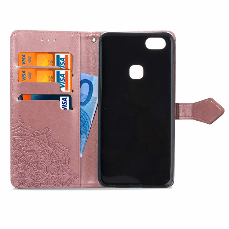 For Vivo Y83 Embossed Mandala Pattern PC + TPU Horizontal Flip Leather Case with Holder & Card Slots