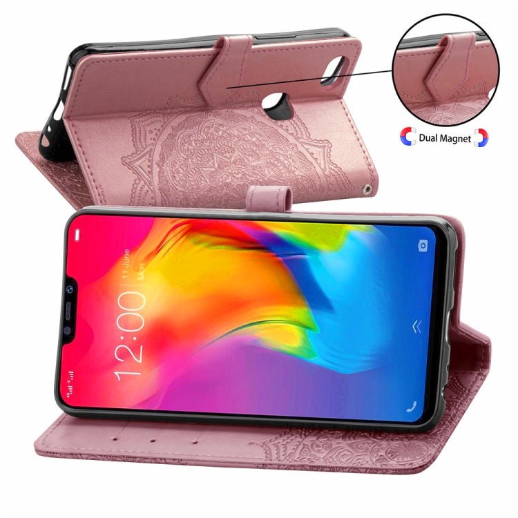 For Vivo Y83 Embossed Mandala Pattern PC + TPU Horizontal Flip Leather Case with Holder & Card Slots