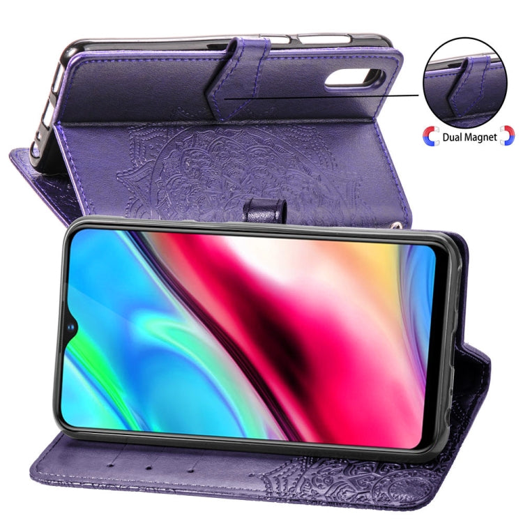 For Vivo Y93 Embossed Mandala Pattern PC + TPU Horizontal Flip Leather Case with Holder & Card Slots