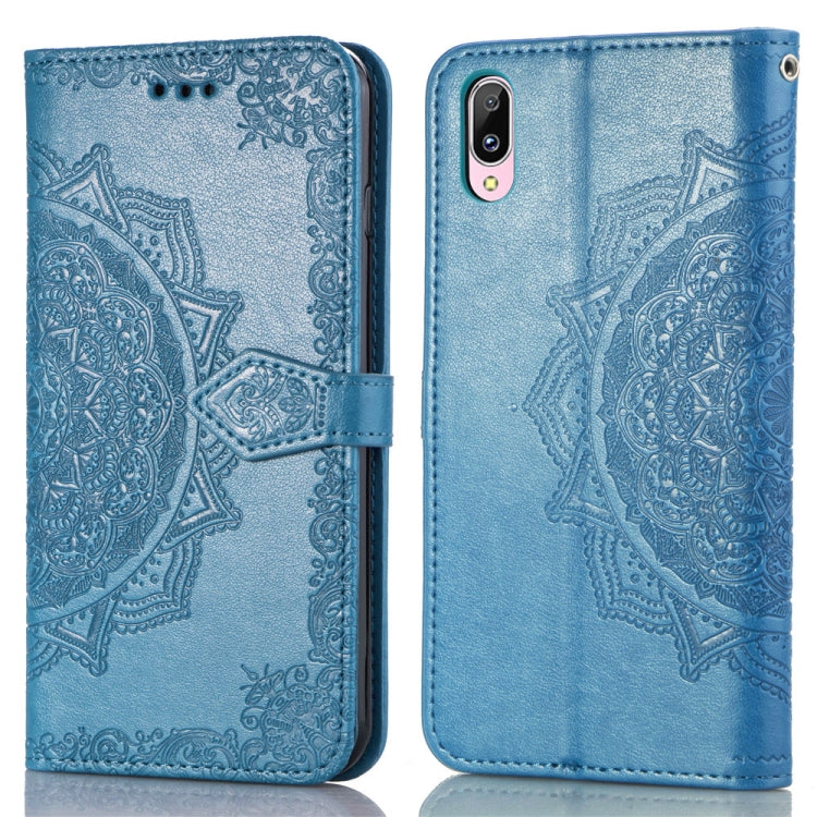 For Vivo Y93 Embossed Mandala Pattern PC + TPU Horizontal Flip Leather Case with Holder & Card Slots