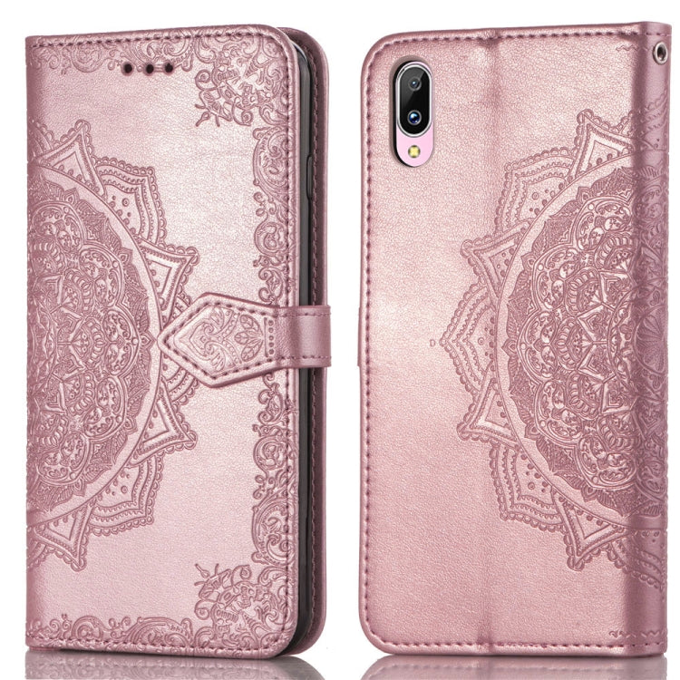 For Vivo Y93 Embossed Mandala Pattern PC + TPU Horizontal Flip Leather Case with Holder & Card Slots