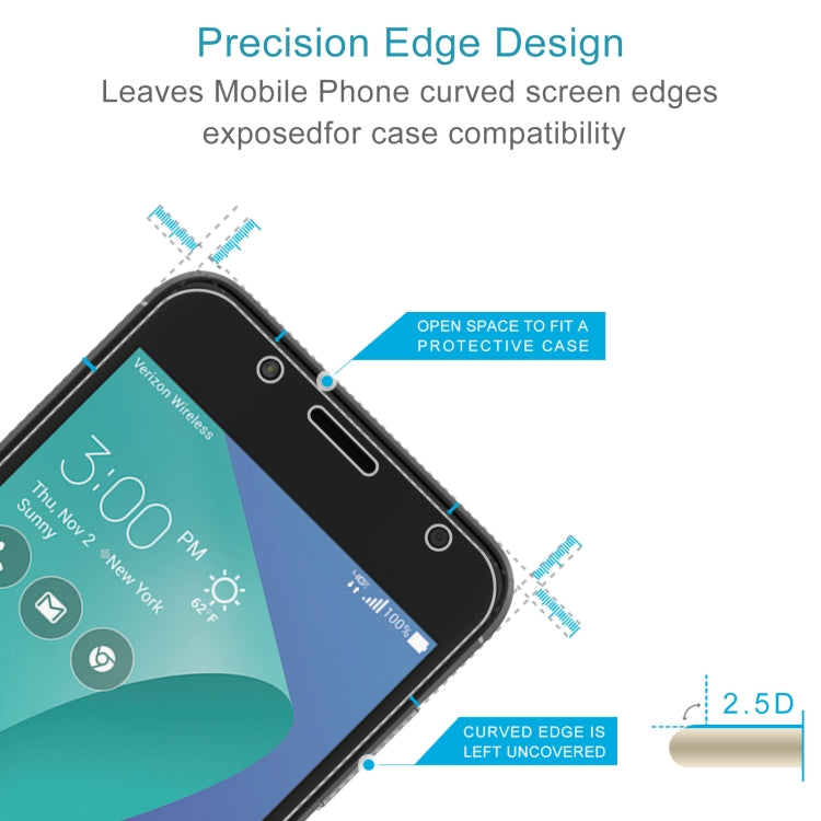 50 PCS 0.26mm 9H 2.5D Tempered Glass Film For Asus ZenFone V Live