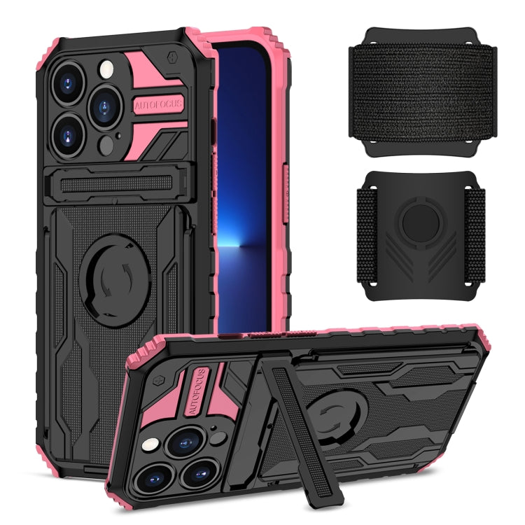 For iPhone 13 Pro Kickstand Detachable Armband Phone Case
