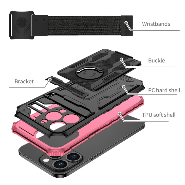 For iPhone 13 Pro Kickstand Detachable Armband Phone Case