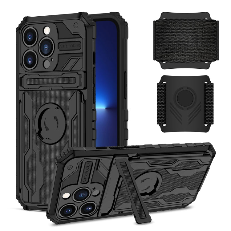 For iPhone 13 Pro Kickstand Detachable Armband Phone Case