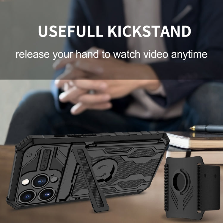 For iPhone 13 Pro Kickstand Detachable Armband Phone Case