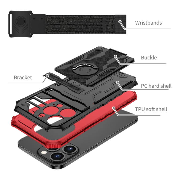 For iPhone 13 Pro Kickstand Detachable Armband Phone Case