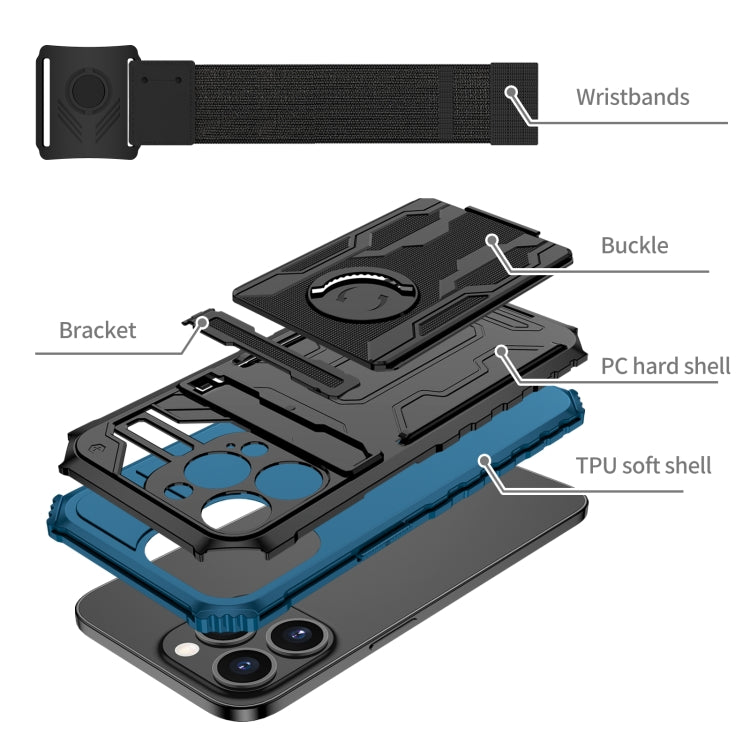 For iPhone 13 Pro Kickstand Detachable Armband Phone Case