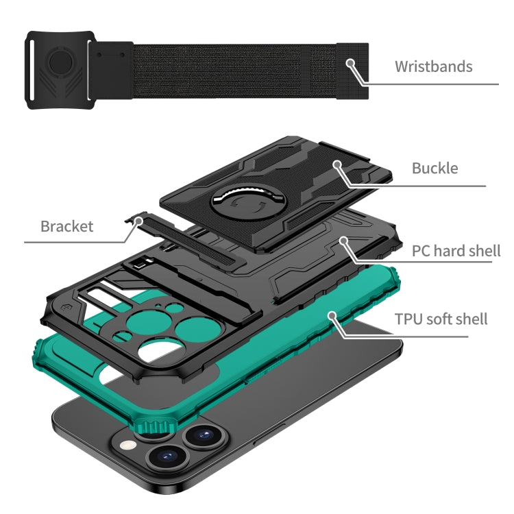 For iPhone 13 Pro Kickstand Detachable Armband Phone Case