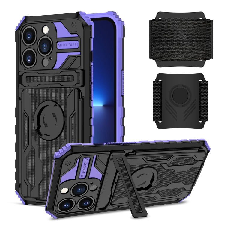For iPhone 13 Pro Kickstand Detachable Armband Phone Case