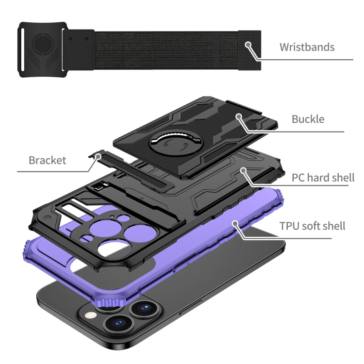 For iPhone 13 Pro Kickstand Detachable Armband Phone Case