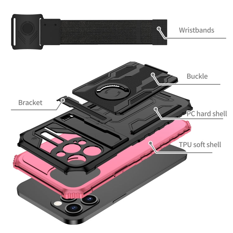 For iPhone 13 Pro Max Kickstand Detachable Armband Phone Case