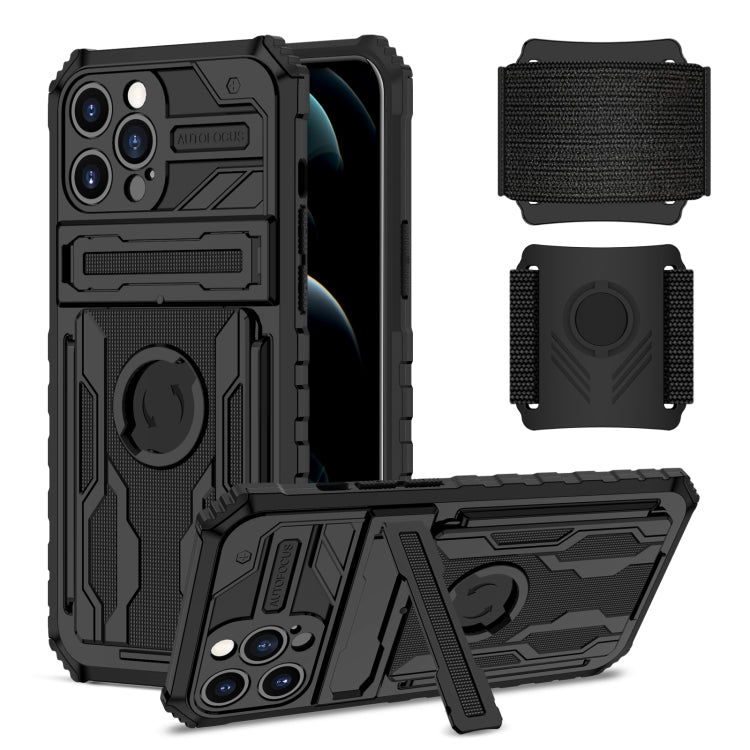 For iPhone 13 Pro Max Kickstand Detachable Armband Phone Case