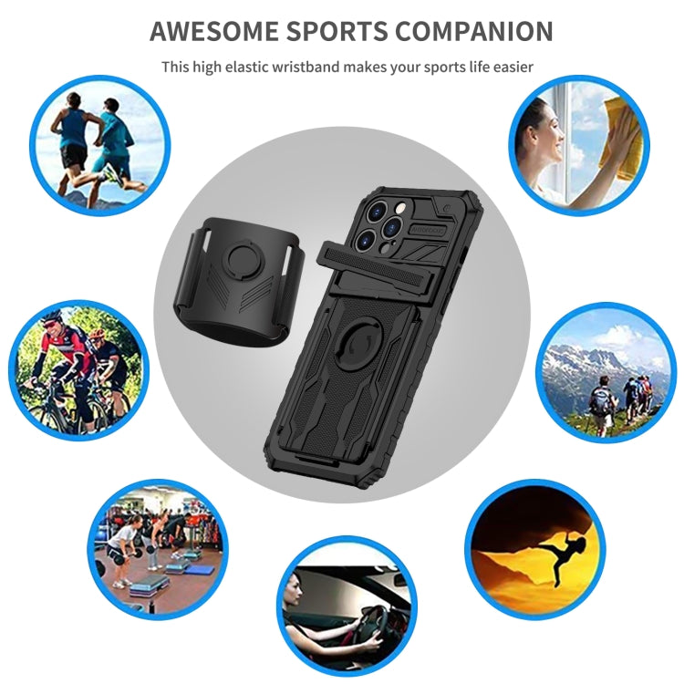 For iPhone 13 Pro Max Kickstand Detachable Armband Phone Case