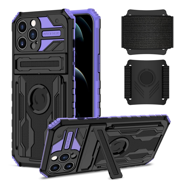 For iPhone 13 Pro Max Kickstand Detachable Armband Phone Case