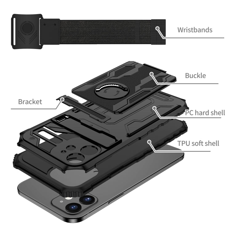 For iPhone 12 Kickstand Detachable Armband Phone Case