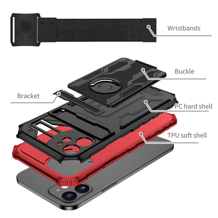 For iPhone 12 Kickstand Detachable Armband Phone Case