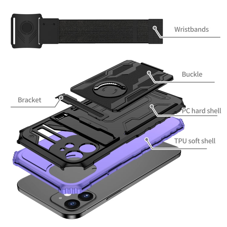For iPhone 12 Kickstand Detachable Armband Phone Case