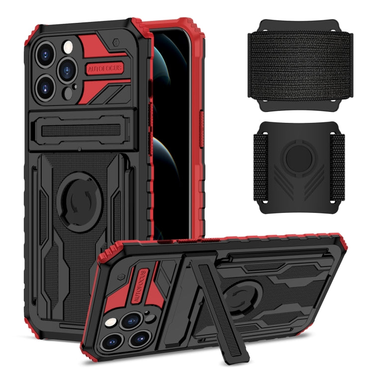 For iPhone 12 Pro Kickstand Detachable Armband Phone Case