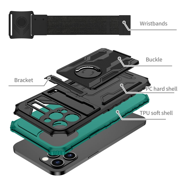 For iPhone 12 Pro Kickstand Detachable Armband Phone Case