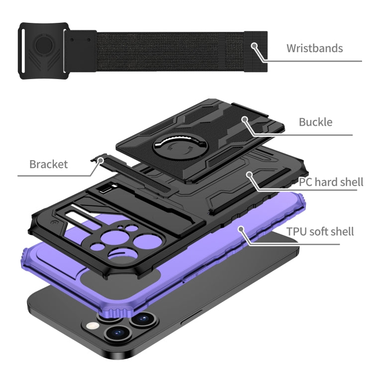 For iPhone 12 Pro Kickstand Detachable Armband Phone Case