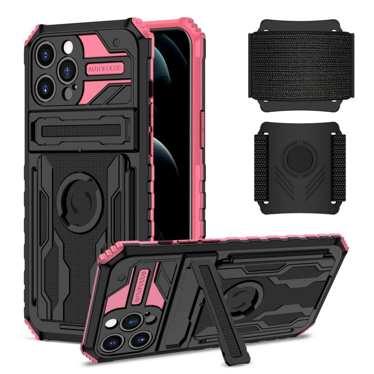 For iPhone 12 Pro Max Kickstand Detachable Armband Phone Case