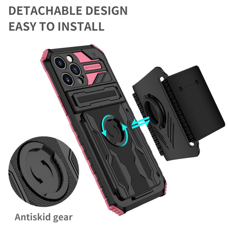 For iPhone 12 Pro Max Kickstand Detachable Armband Phone Case