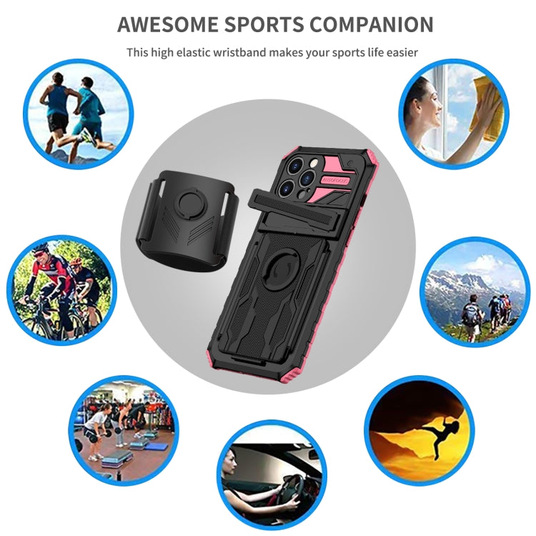 For iPhone 12 Pro Max Kickstand Detachable Armband Phone Case