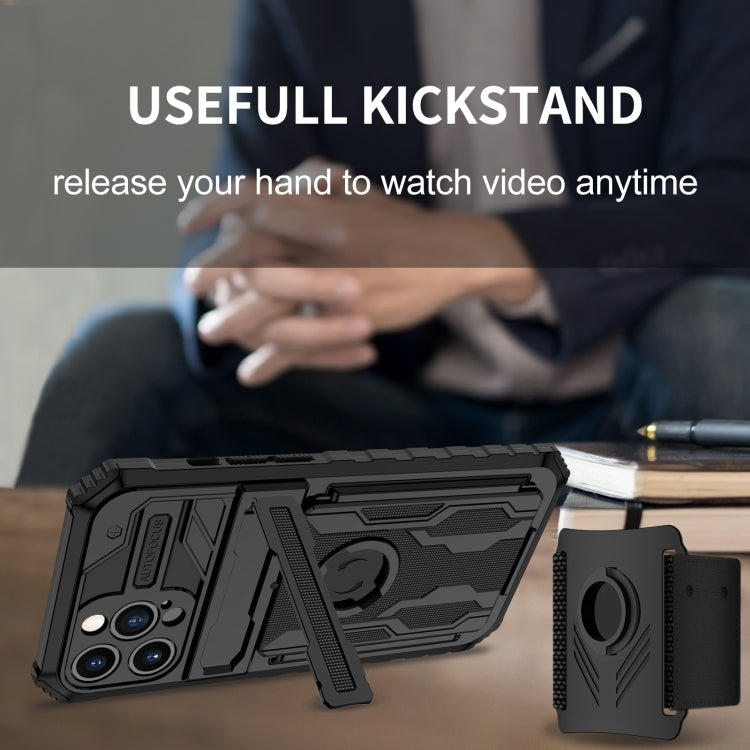 For iPhone 12 Pro Max Kickstand Detachable Armband Phone Case