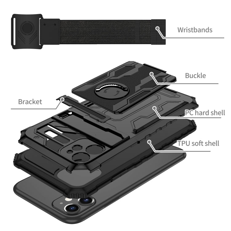 For iPhone 11 Kickstand Detachable Armband Phone Case