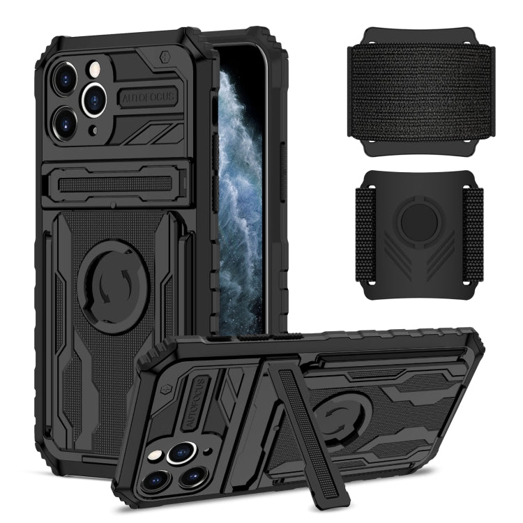 For iPhone 11 Pro Kickstand Detachable Armband Phone Case
