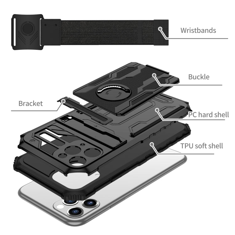 For iPhone 11 Pro Kickstand Detachable Armband Phone Case