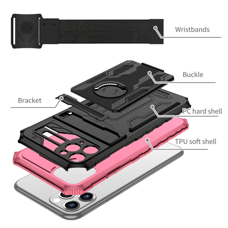 For iPhone 11 Pro Max Kickstand Detachable Armband Phone Case