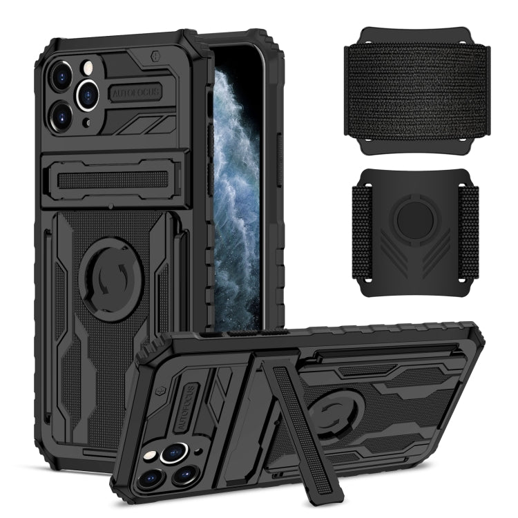 For iPhone 11 Pro Max Kickstand Detachable Armband Phone Case