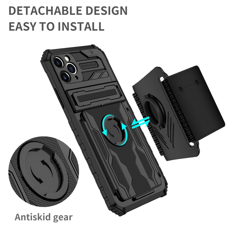For iPhone 11 Pro Max Kickstand Detachable Armband Phone Case